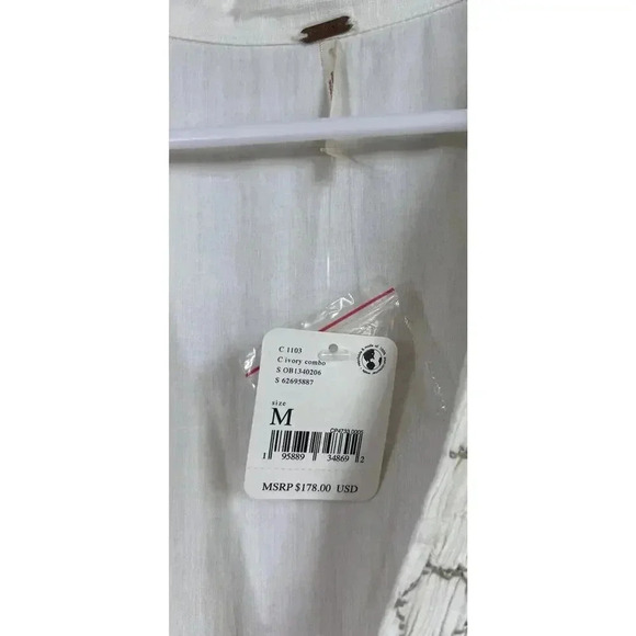 Free People Samantha Shirt Dress Womens Size M Ivory Combo With Pockets NWT - Picture 12 of 15